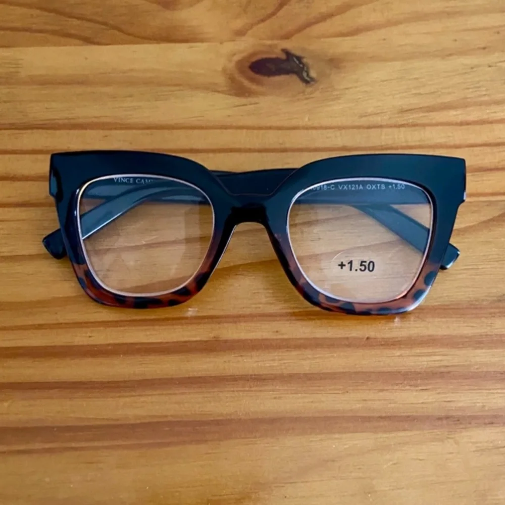 Vince Camuto Brown Tortoiseshell Cat-Eye Readers +1.50. New